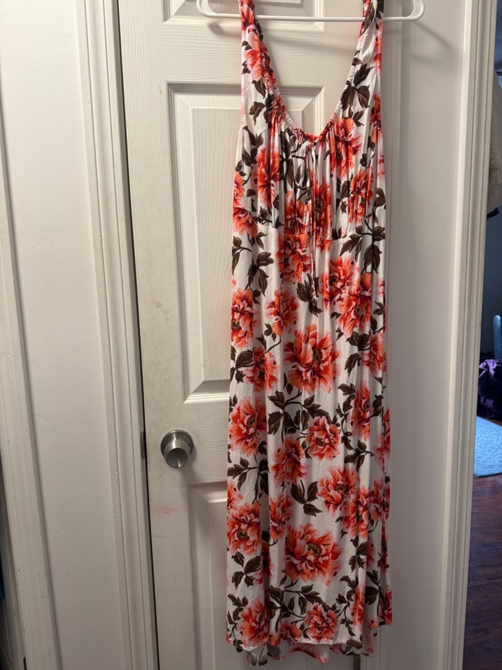 Old Navy White Maxi Dress with Orange Floral Print
